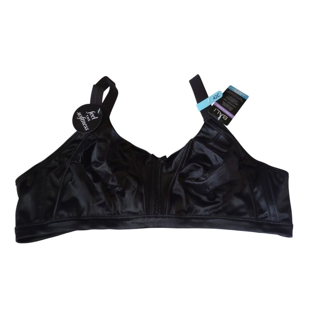 NEW Bali Womens Classic Support Wirefree Bra Black 42C Cool Comfort DF0044